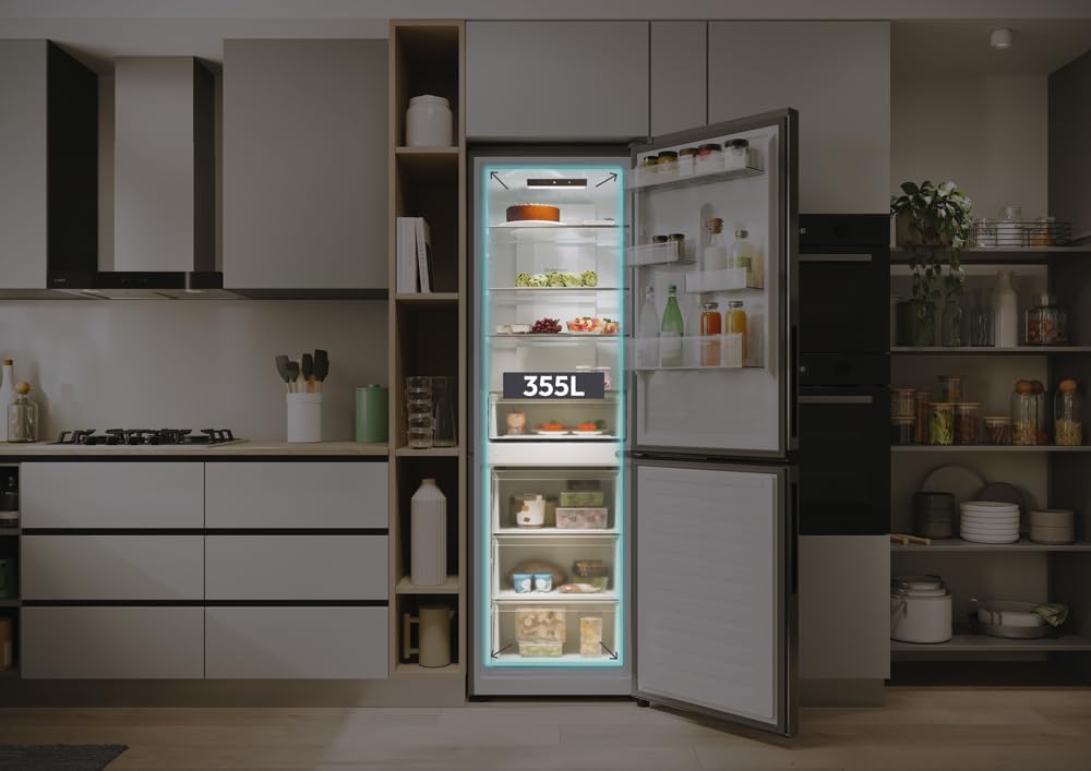 Frigorífico Combi Candy CNCQ2T618EX, No Frost, 185 cm, 355 L, 4 Cajones, Eficiencia E - Inox
