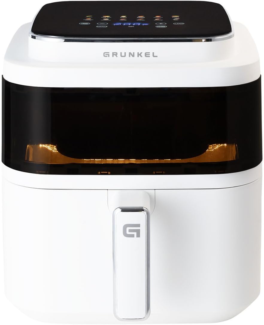 Grunkel - Freidora aire 6L y 1400W - Air Fryer WHITE LIGHT FRYER - 12 programas