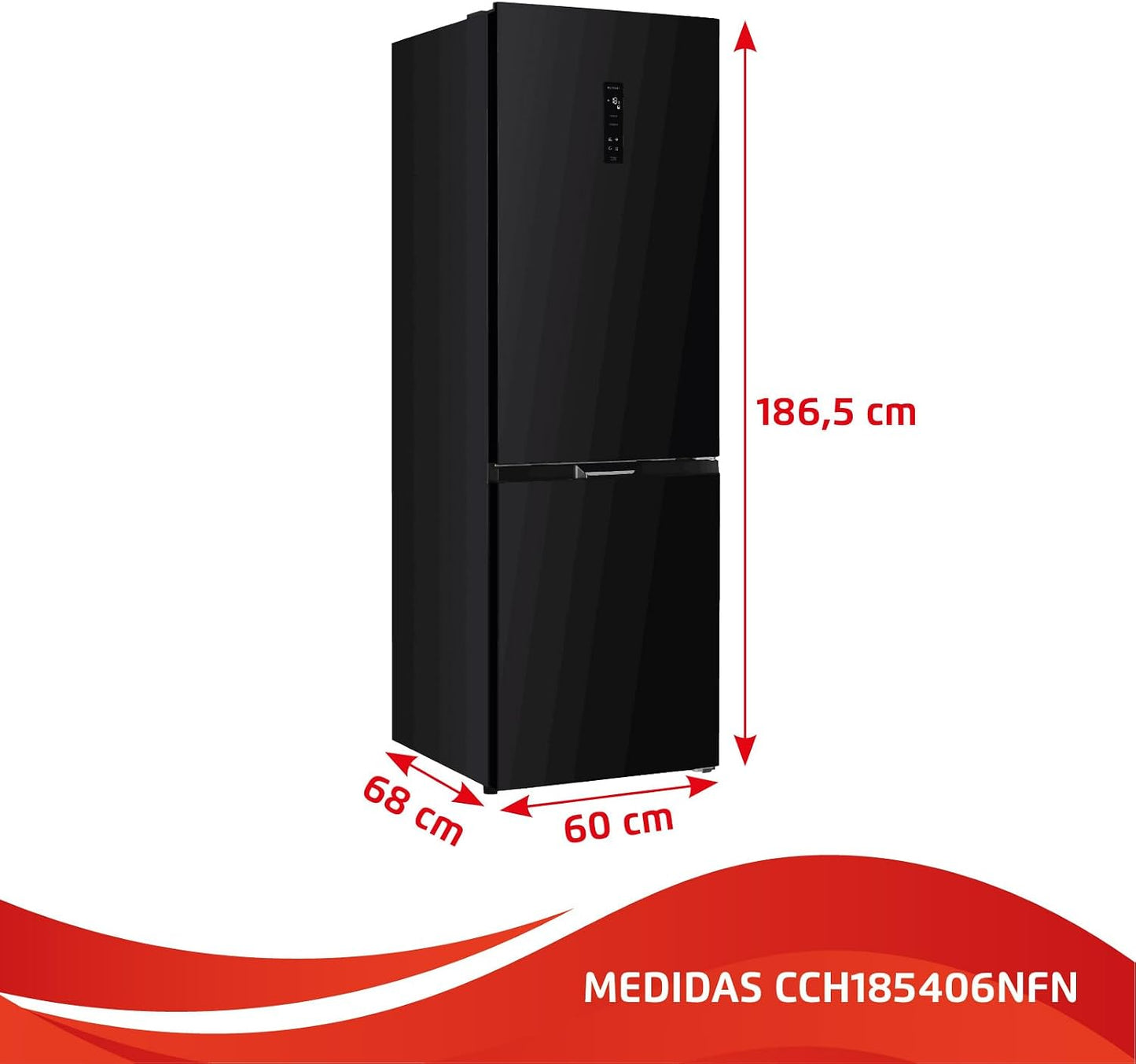 Frigorífico Combi Corbero CCH185406NFN , 186,5X60, E, NoFrost 400 L Negro