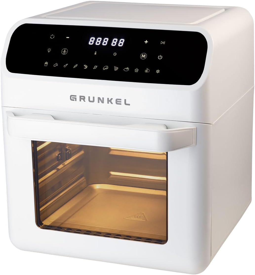 Grunkel - Freidora aire 12L y 1500W - Air Fryer WHITE FRYER OVEN - 12 programas.