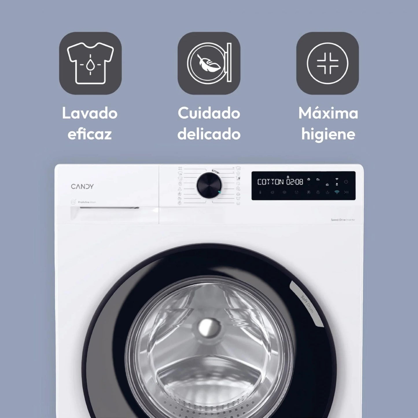 Lavadora carga frontal - Candy BR411BL9S, ProWash 500, 11 kg, 1400 rpm, 16 Programas, Motor Inverter, Wi-Fi, Blanco