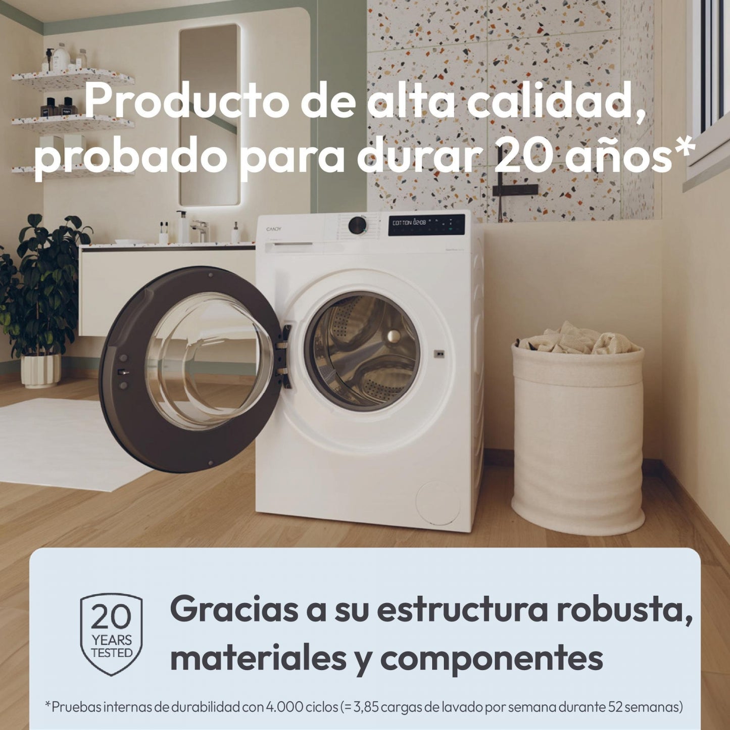 Lavadora carga frontal - Candy BR411BL9S, ProWash 500, 11 kg, 1400 rpm, 16 Programas, Motor Inverter, Wi-Fi, Blanco
