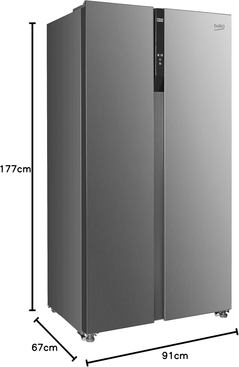 Frigorífico americano - Beko GNO5323XPN, No Frost, 177 cm, 532 l, 4 Estrellas, Iluminación LED, Acero inoxidable