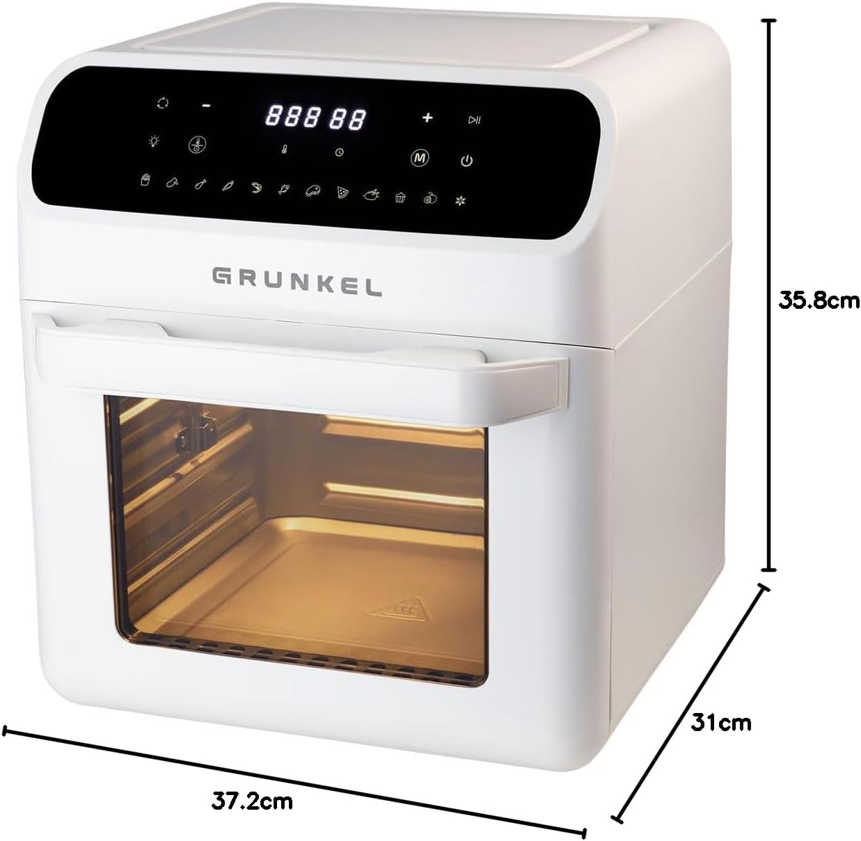 Grunkel - Freidora aire 12L y 1500W - Air Fryer WHITE FRYER OVEN - 12 programas.