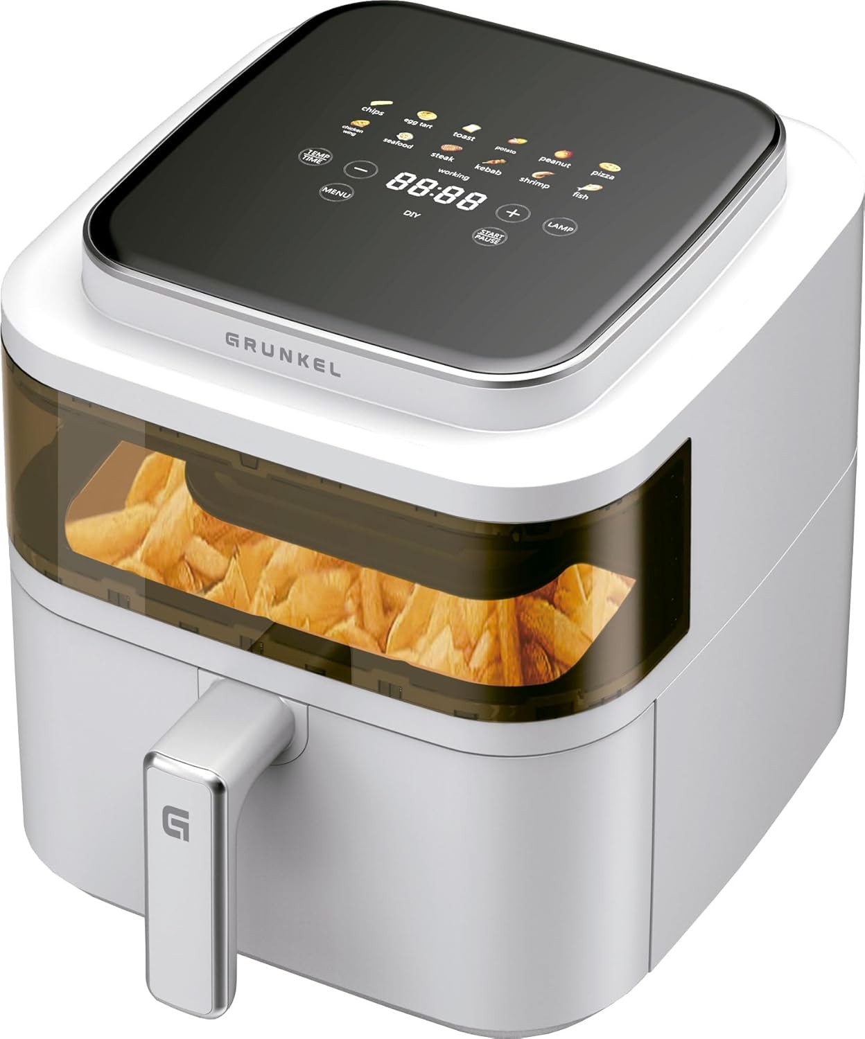 Grunkel - Freidora aire 6L y 1400W - Air Fryer WHITE LIGHT FRYER - 12 programas