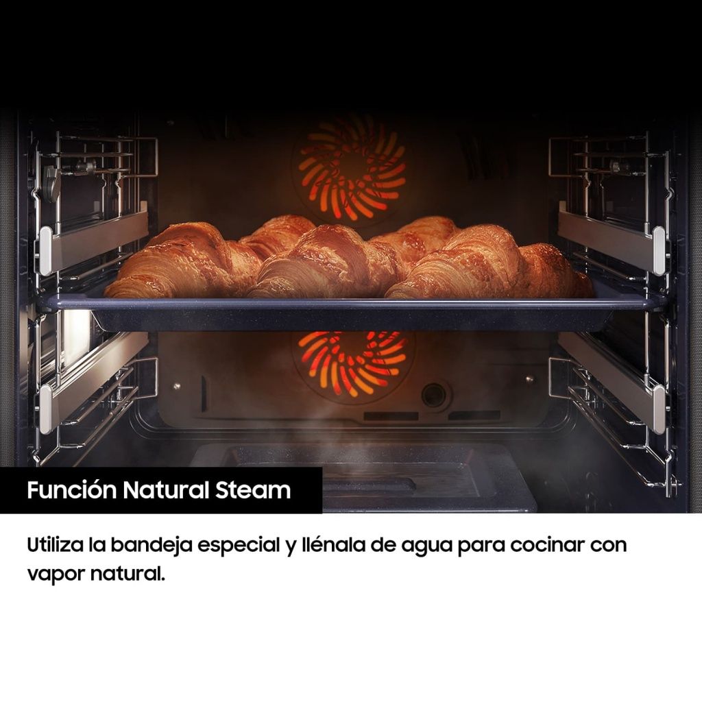 Horno - Samsung NV7B5750TDKU1, Multifunción, Pirolítico, Air Fry, 76l, 59.5 cm, Dual Cook Flex, WiFi, Negro