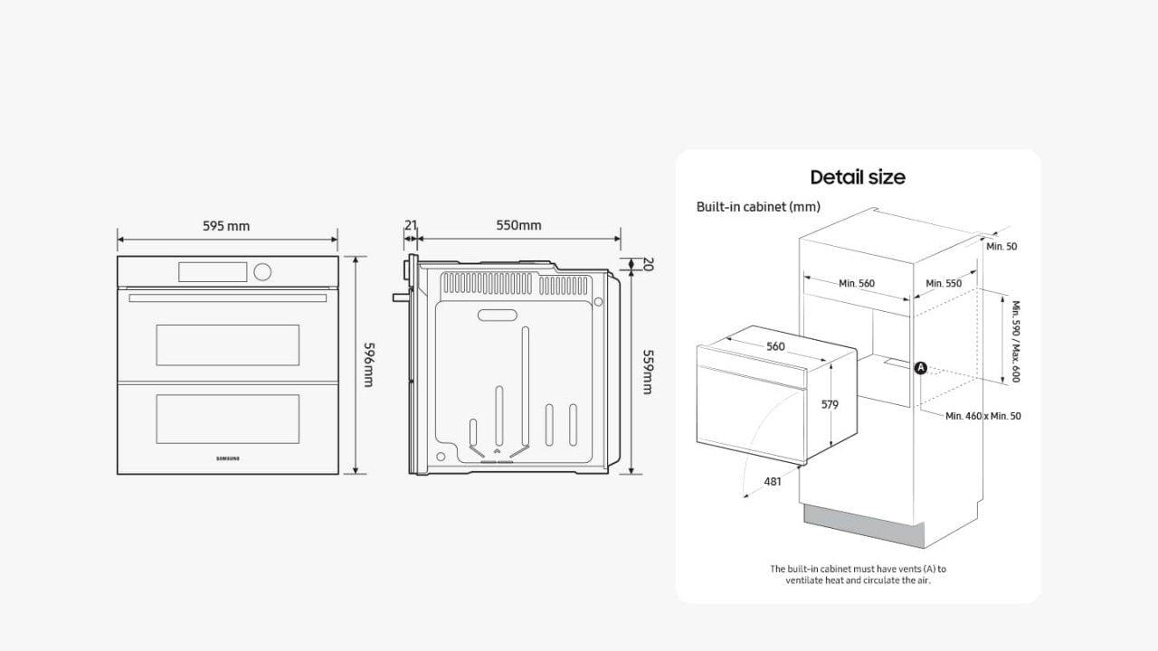 Horno - Samsung NV7B5750TDKU1, Multifunción, Pirolítico, Air Fry, 76l, 59.5 cm, Dual Cook Flex, WiFi, Negro