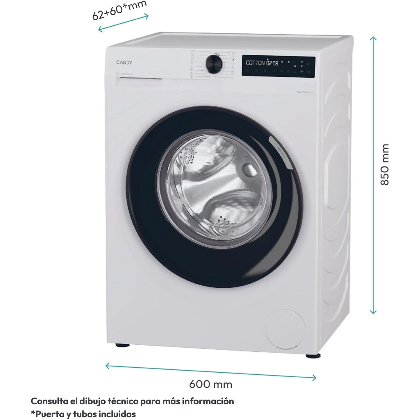 Lavadora carga frontal - Candy BR411BL9S, ProWash 500, 11 kg, 1400 rpm, 16 Programas, Motor Inverter, Wi-Fi, Blanco