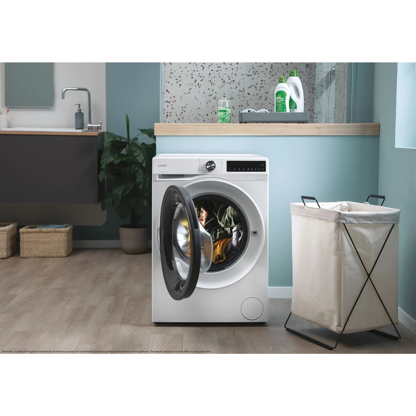 Lavadora carga frontal - Candy BR411BL9S, ProWash 500, 11 kg, 1400 rpm, 16 Programas, Motor Inverter, Wi-Fi, Blanco