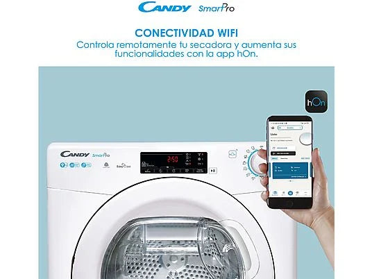 Candy CSOEH9A2TES dryer, white, 9 kg, heat pump, A++, wifi smart