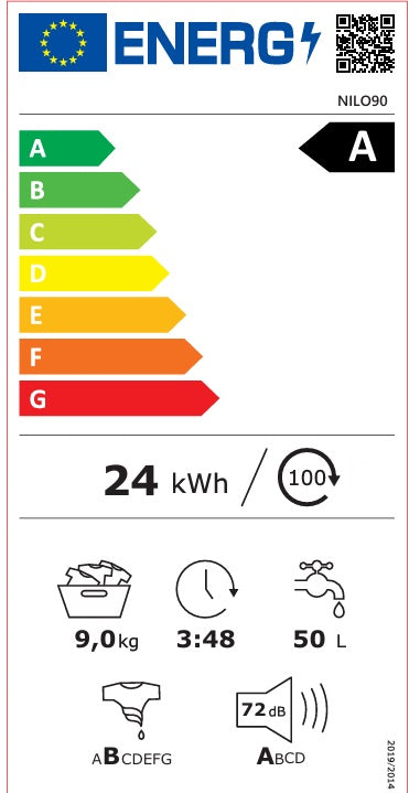 LAVADORA JOHNSON CF 9KG 1400RPM CLASE A-50% VAPOR INVERTER BLANCA Ref. NILO90