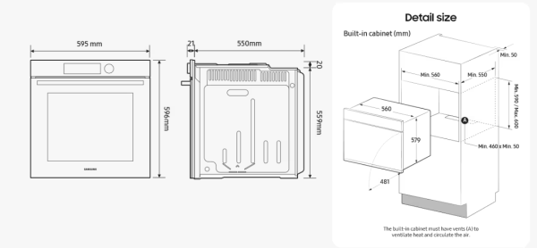 Horno Samsung Series 4 NV7B40403CK, Negro, 76 L, A+ Pirolítico