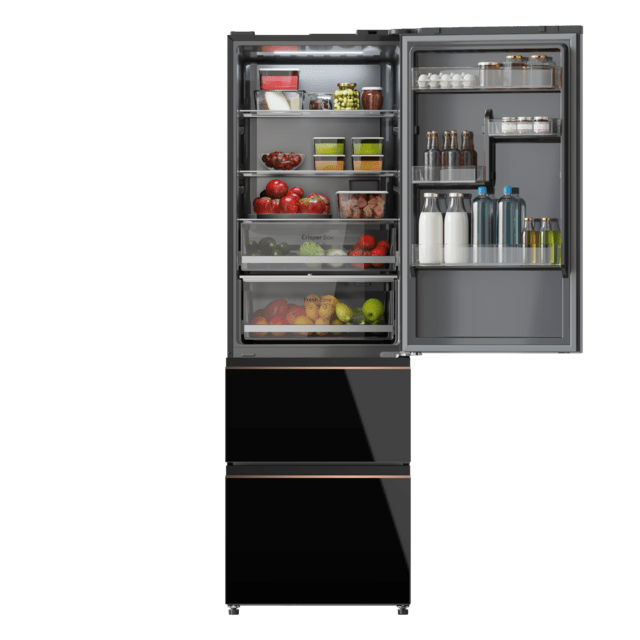 FRIGORÍFICO COMBI CECOTEC CRISTAL NEGRO FD400 BLACK Glass E