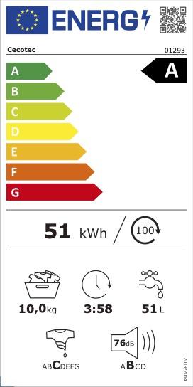 Lavadora carga frontal - Cecotec Bolero DressCode 10900 Inverter FullColor A, Capacidad 10 kg, 1400 rpm, 11 programas, Motor Inverter Plus, White