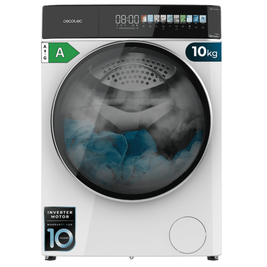 Lavadora carga frontal - Cecotec Bolero DressCode 10900 Inverter FullColor A, Capacidad 10 kg, 1400 rpm, 11 programas, Motor Inverter Plus, White