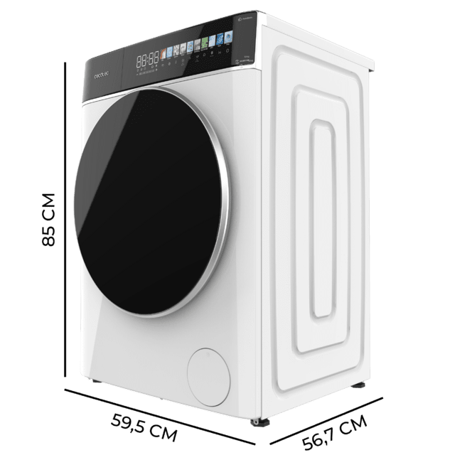 Lavadora carga frontal - Cecotec Bolero DressCode 10900 Inverter FullColor A, Capacidad 10 kg, 1400 rpm, 11 programas, Motor Inverter Plus, White