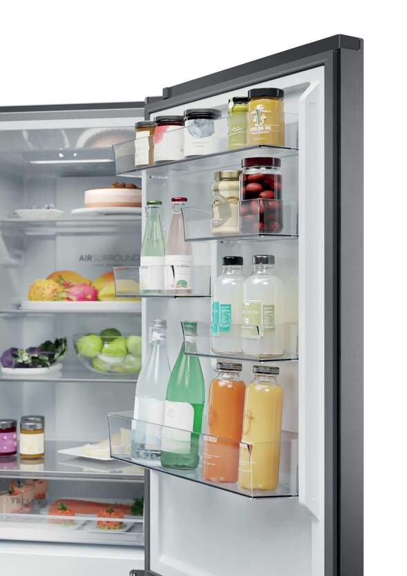 Frigorífico Combi Haier HDPR1618CNPK - Clase C, 185 x 60 cm, 352 L, No Frost, Inox