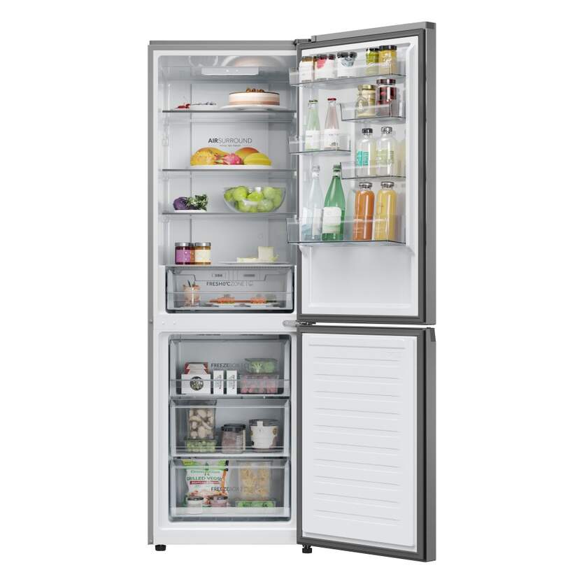 Frigorífico Combi Haier HDPR1618CNPK - Clase C, 185 x 60 cm, 352 L, No Frost, Inox