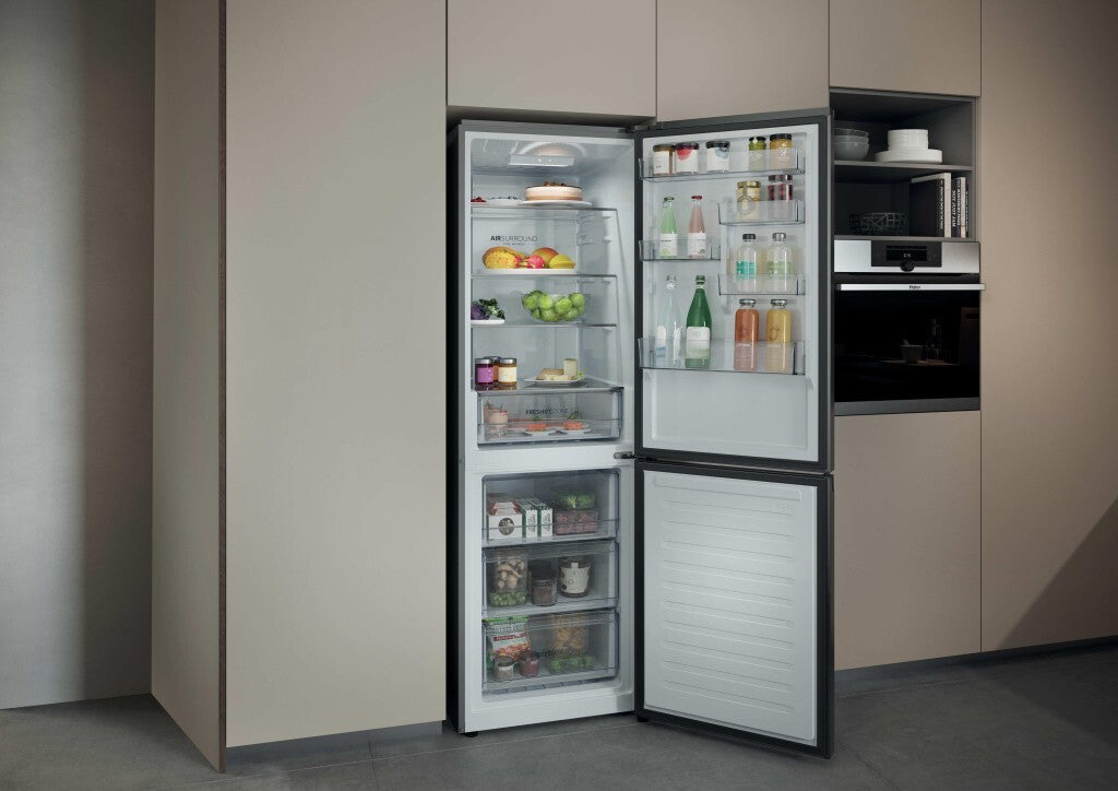 Frigorífico Combi Haier HDPR1618CNPK - Clase C, 185 x 60 cm, 352 L, No Frost, Inox