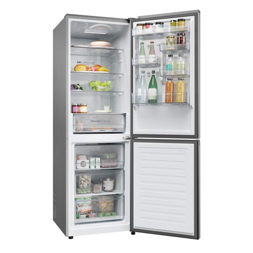 Frigorífico Combi Haier HDPR1618CNPK - Clase C, 185 x 60 cm, 352 L, No Frost, Inox