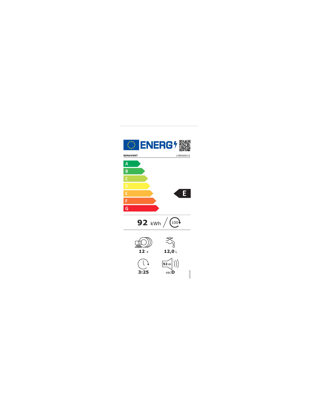 FAGOR FREE-RANGE DISHWASHER 60 CM CLASS E 4LVF-621