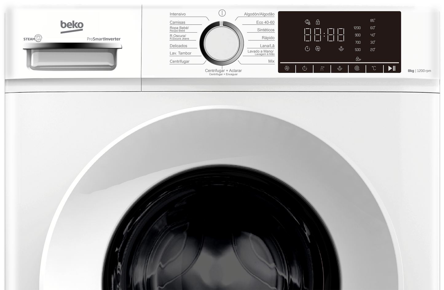 Lavadora Beko B1XW862WSPT - 8 kg, 1200 rpm, Clase A, Blanco INVERTER